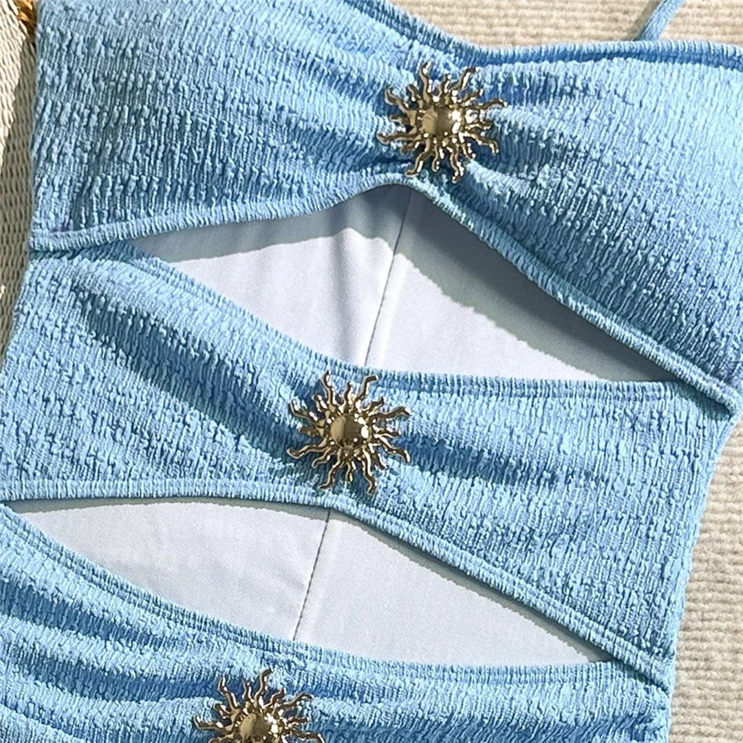 2026 Geraffter, ausgeschnittener Damen-Badeanzug, einteiliger Badeanzug, gepolsterter Monokini-Shorts-Badeanzug, Badebekleidung, Badeanzug V7824 – Detail 25