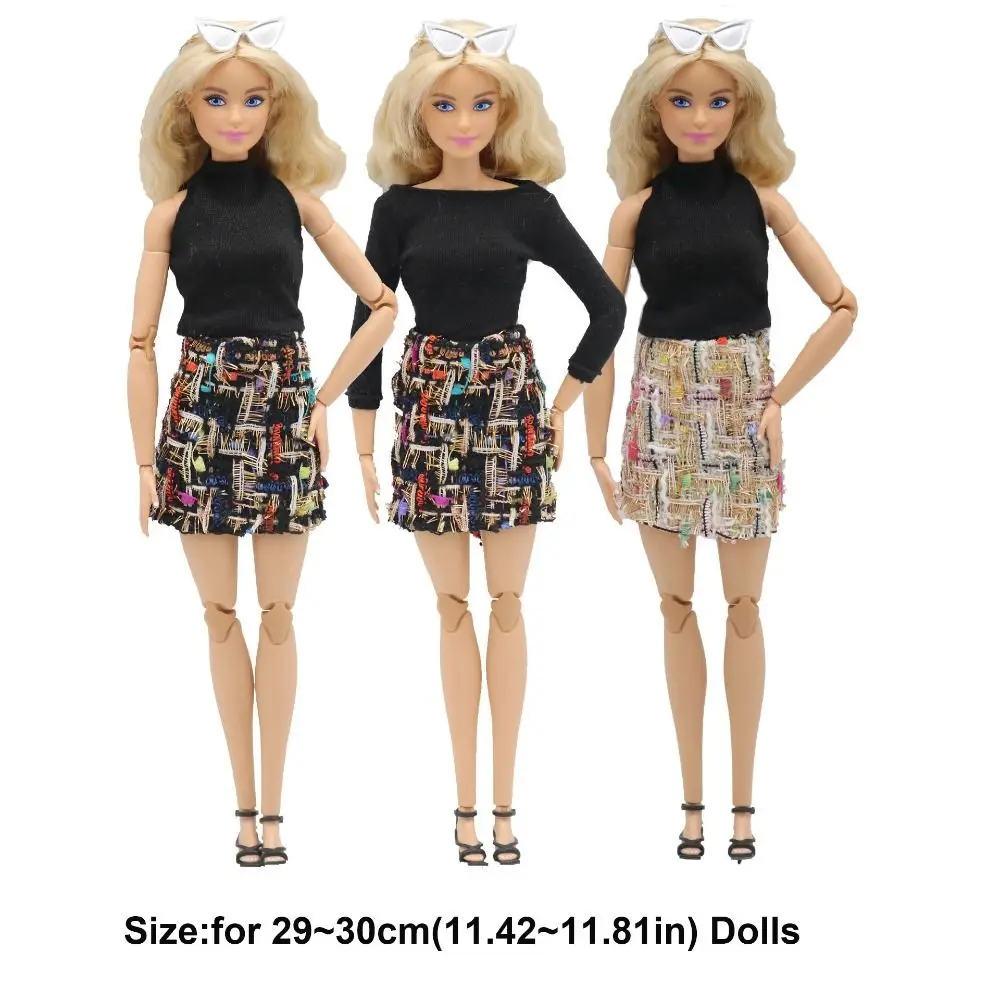 Vêtements de princesse à la mode, vêtements décontractés, multi-styles, col suspendu, manches courtes, hauts, accessoires de poupées, jupe courte élégante