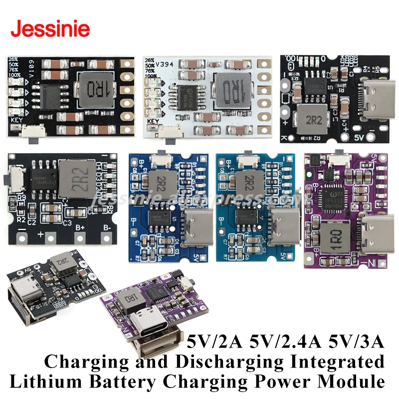 10pcs/1pc 5V 2A 2.4A 3A Power Charging and Discharging Integrated Module Type-C USB Lithium Battery Charger Board DIY Mobile