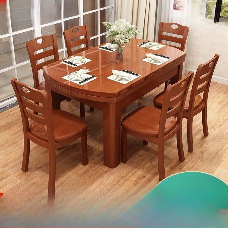

Solid wood dining table and chair combination, modern simple dining table for home use