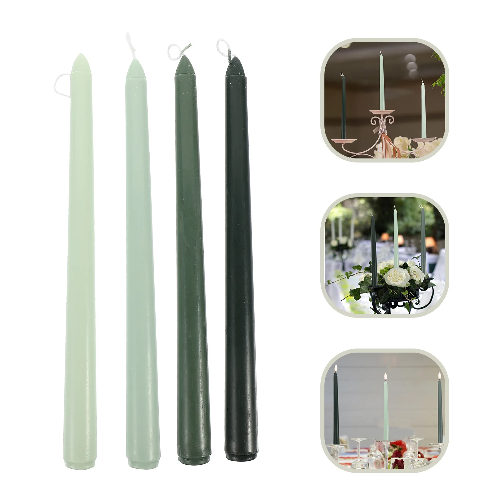 

4 Pcs Scented Candles Christmas Decoration Dining Adornment Green Candlesticks Paraffin Miss