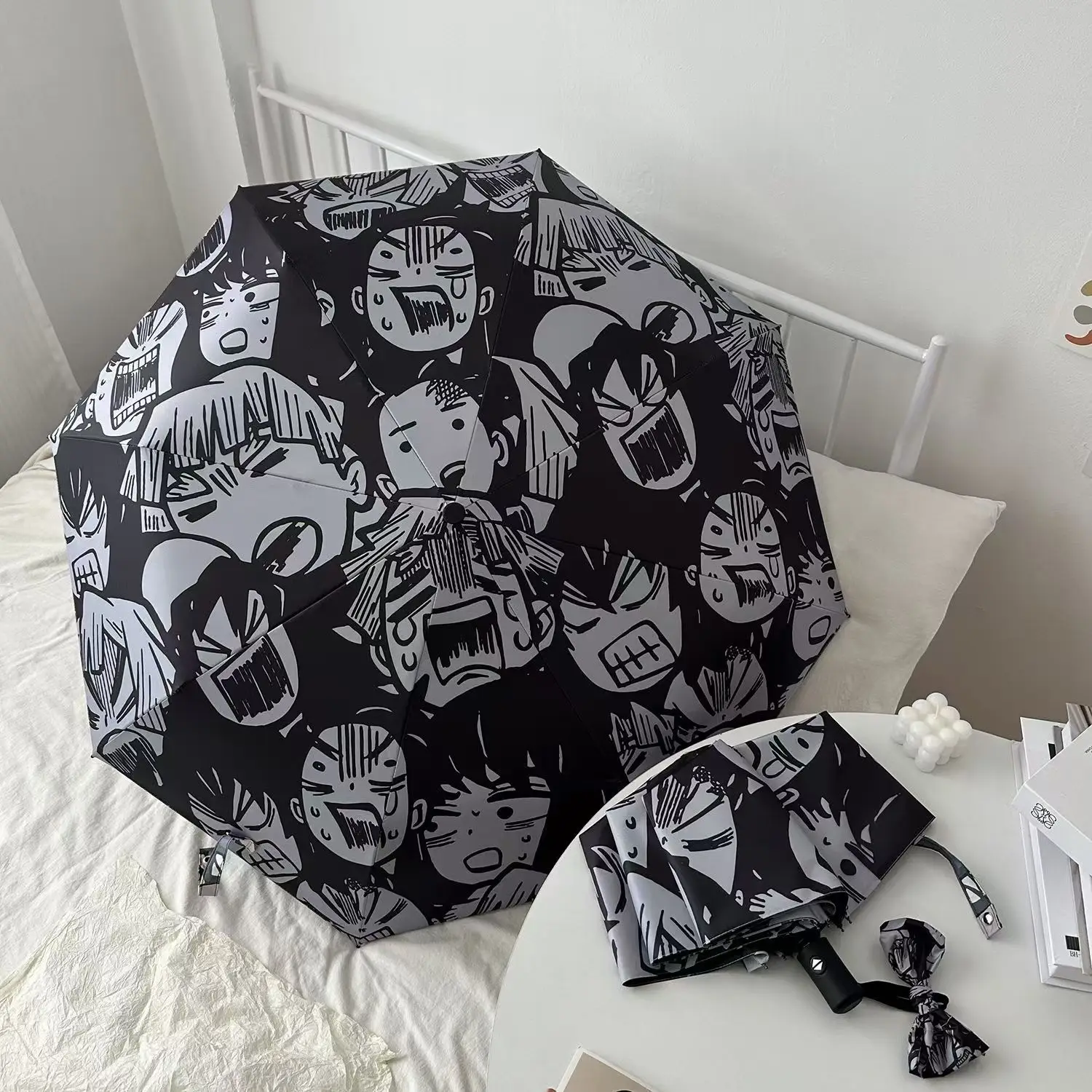 Anime Umbrella Automatic Personalized Fashionable Men Three Fold Sunshade Umbrellas Sun Protection Rain Sunshine Uv Protect