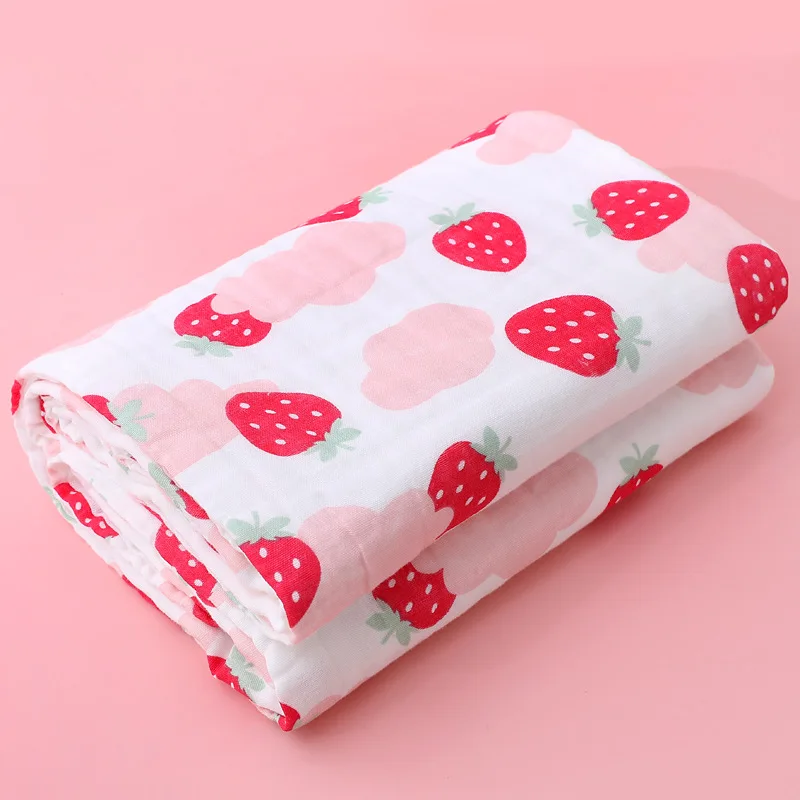 Baby Bath Towel 4-Layer Gauze Cotton Newborn Cartoon Washcloth Blanket Swaddle Blanket for Boy Girl Infant Bath Towel 70 * 90cm