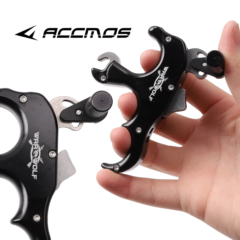 ACCMOS 3-Finger-Bogenschießhilfe, verstellbarer Auslöser, Aluminium-Compound-Bogen-Auslösehilfe für die Jagd, für Links- und Rechtshänder – Detail 1
