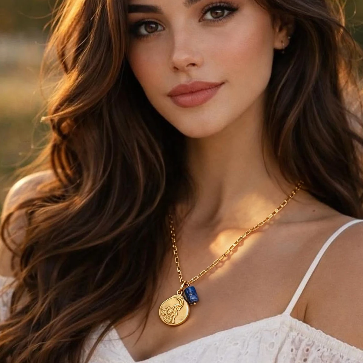 12 Constellation Birthstone Pendant Necklace 18K Real Gold Plated 304 Stainless Steel Link Cable Chain Disc Jewelry Gift 45cm