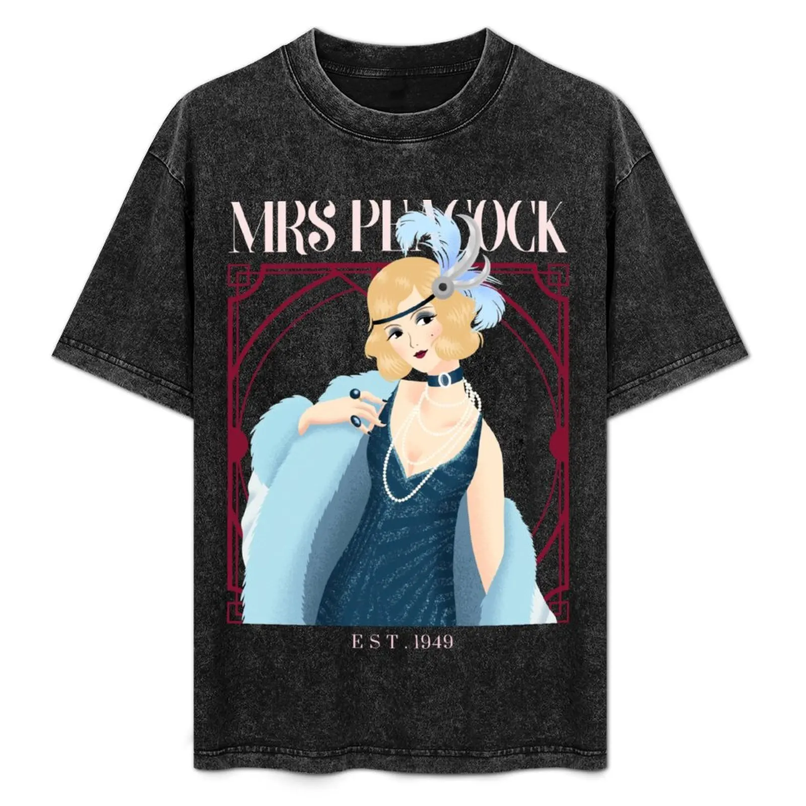 T-shirt décontracté avec motif imprimé du jeu de société Mrs Peacock Clue aka Cluedo