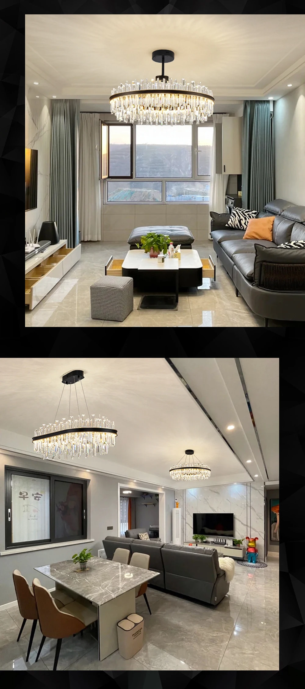 Dimmable LED Crystal Series Gold Black