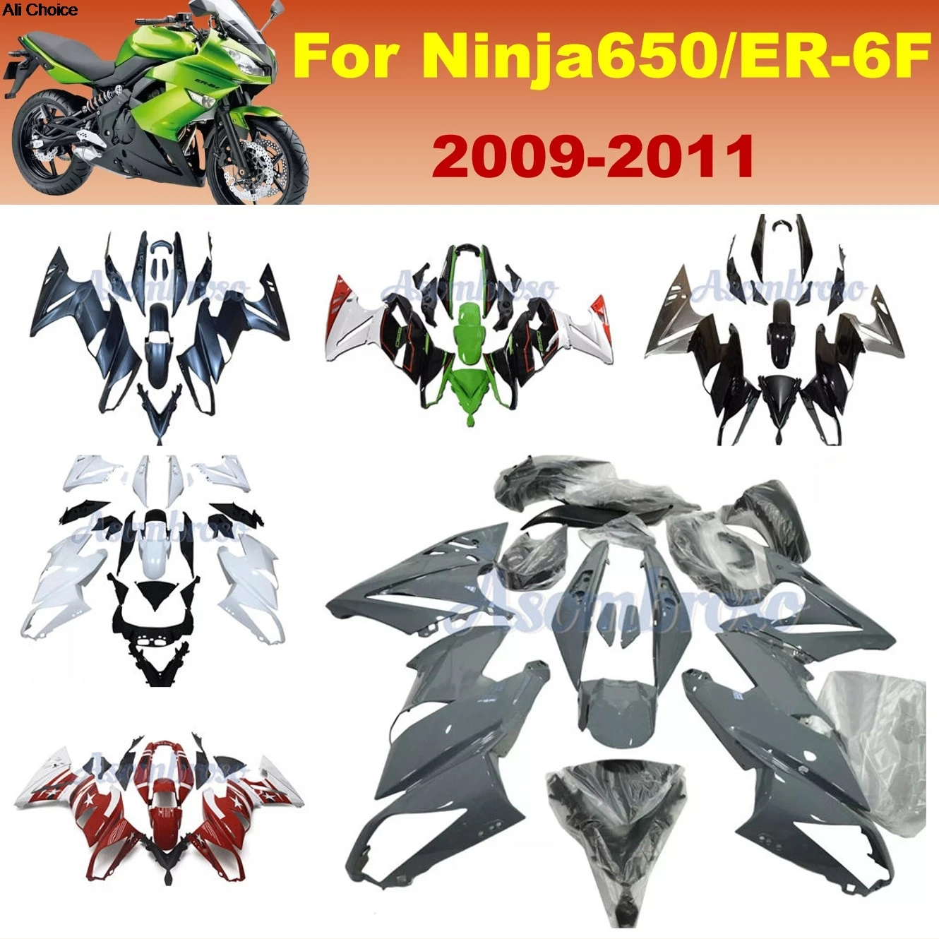 Motorrad-Verkleidungsset Passend für Kawasaki Ninja 650 2009 2010 2011 EX650 09-11 ER6F Nardo Grau Verkleidung