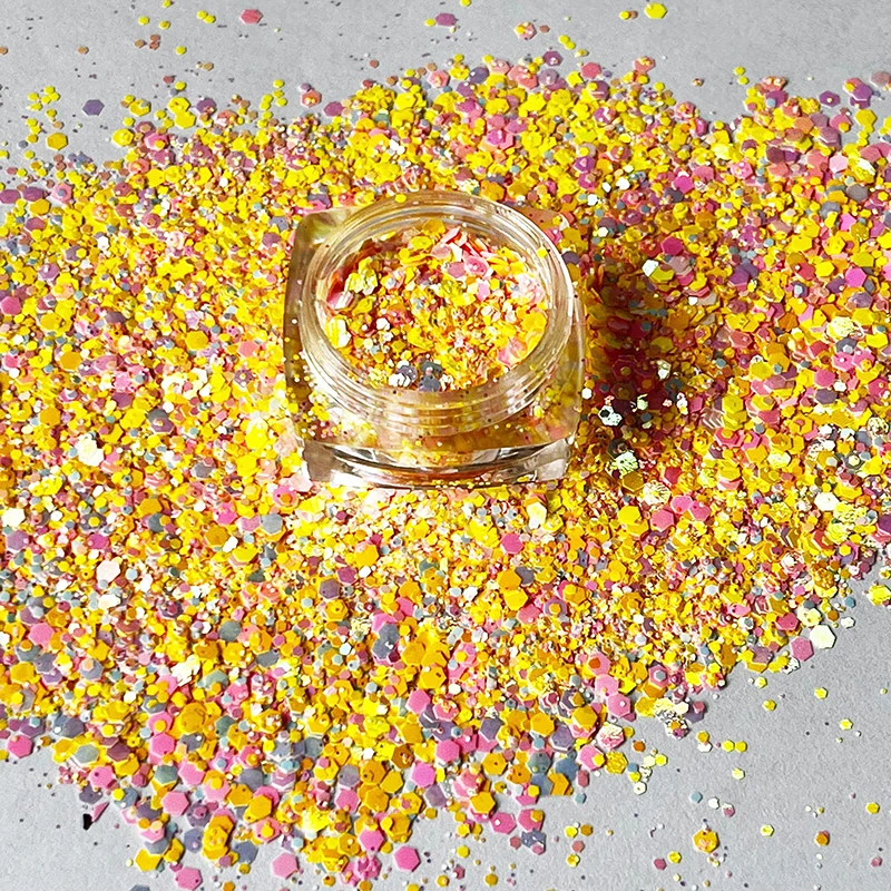 1kg Glitter Rainbow Nail Art Flakes Mixed Hexagon Orange Color Sequins For Face Hair Gel Polish Powder Eyes Resin Craft Glitter