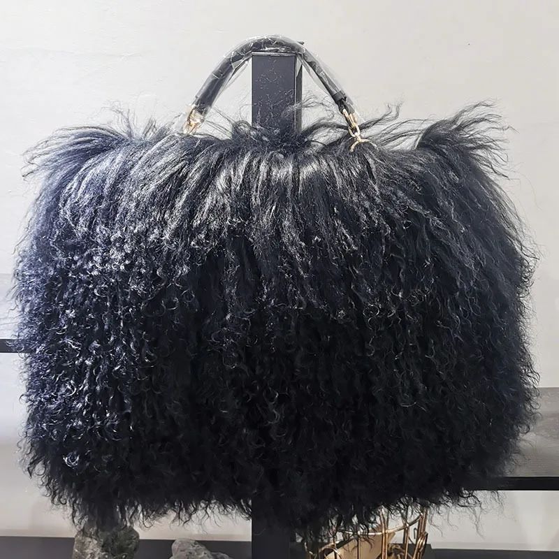 Luxury Real Fur Pearl Chain Shoulder Bag for Women Designer Purses and Handbags Women\'s Party Clutch Crossbody Bag High Quality