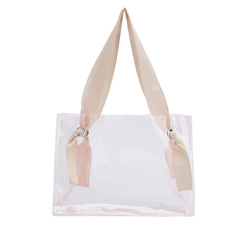 Clear PVC Gift Bag With Ribbon Handles See Through Souvenir Bag