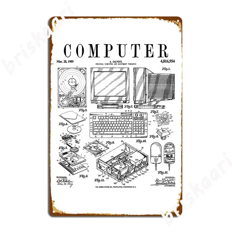 Computer Gamer Geek Vintage It Pc Hardware Patent Print Metal Plaque Poster Vintage Wall Decor Club Bar Tin Sign Poster