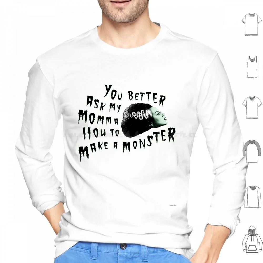 كيفية جعل سترة الوحش القطنية طويلة الأكمام فيلم الرعب الوحش التشنجات كلمات إقتباس الخيال العلمي الرعب العالمي