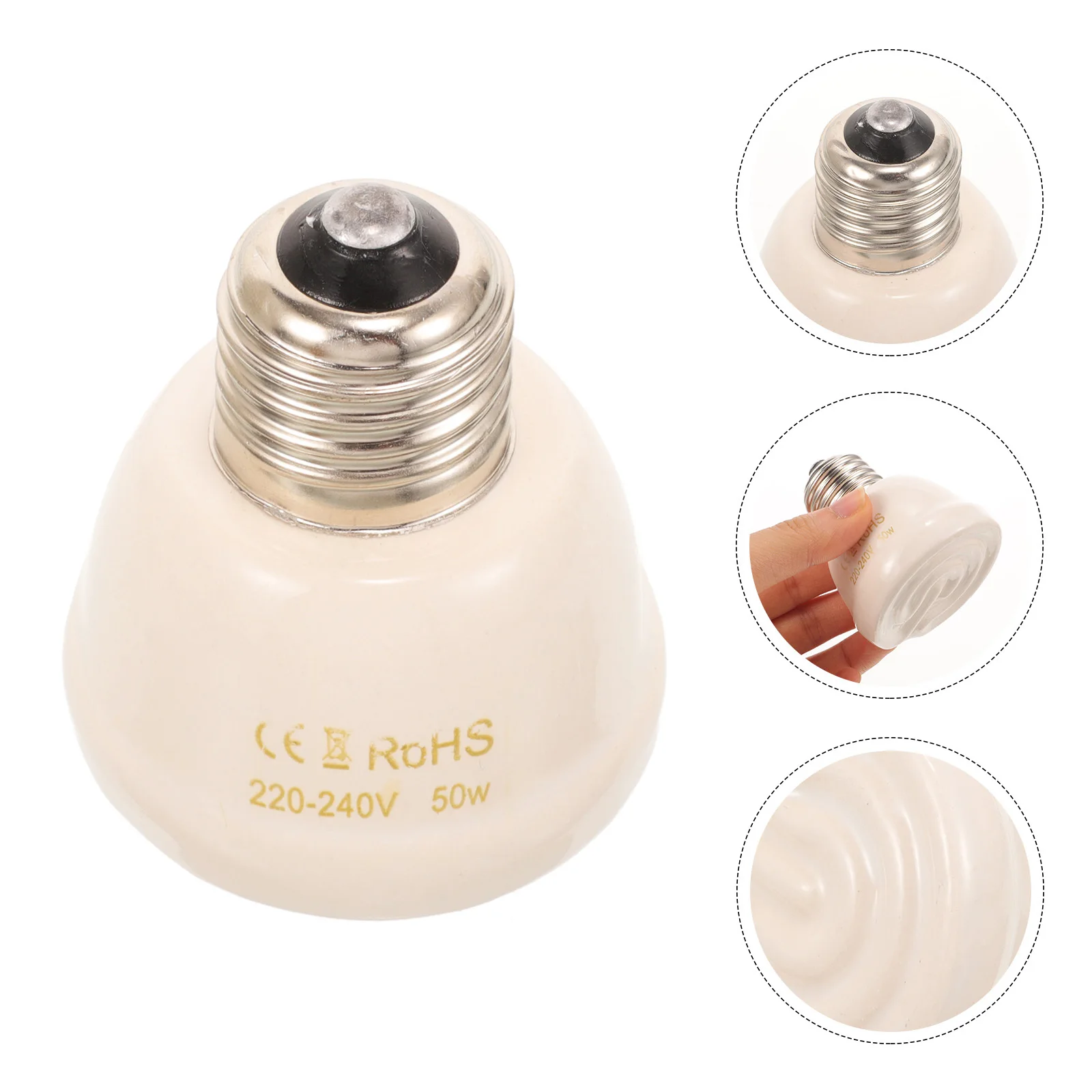 

E27 Ceramic Heat Lamp Bulb 50W Reptile Heating Bulb for Bearded Dragons Turtles Lizards Terrarium Heat Light Lamp