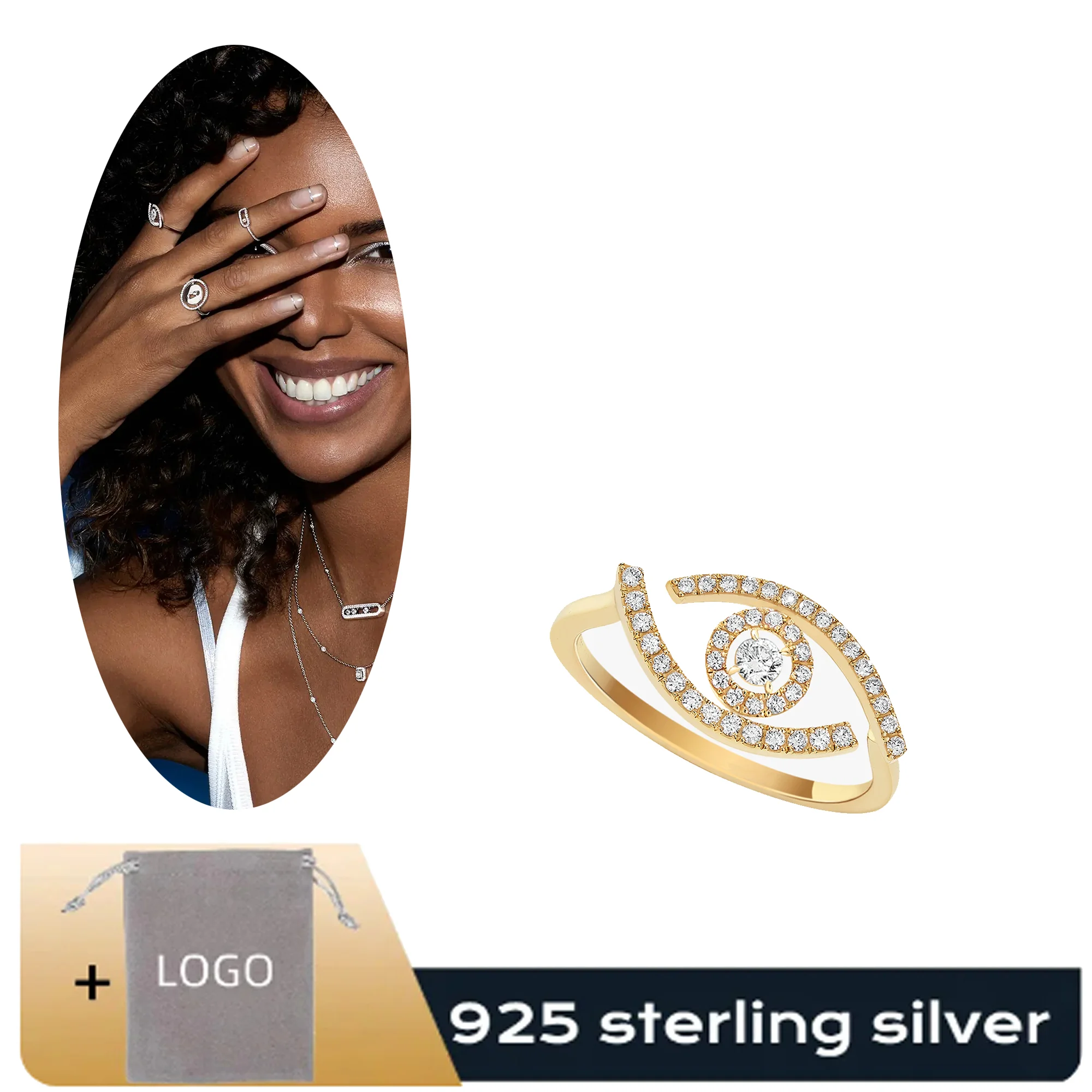 

Fashionable and Luxurious Messik - Home Pure Silver s925 Elegant LUCKY EYE Series Personalized Dense Diamond Ring