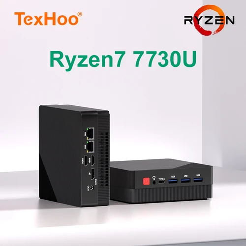 TexHoo Mini PC AMD Ryzen7 7730U R5 4300U R3 5300U ordenador de juegos de escritorio WIFI5 BT4.0 DDR4 Triple pantalla LAN Dual