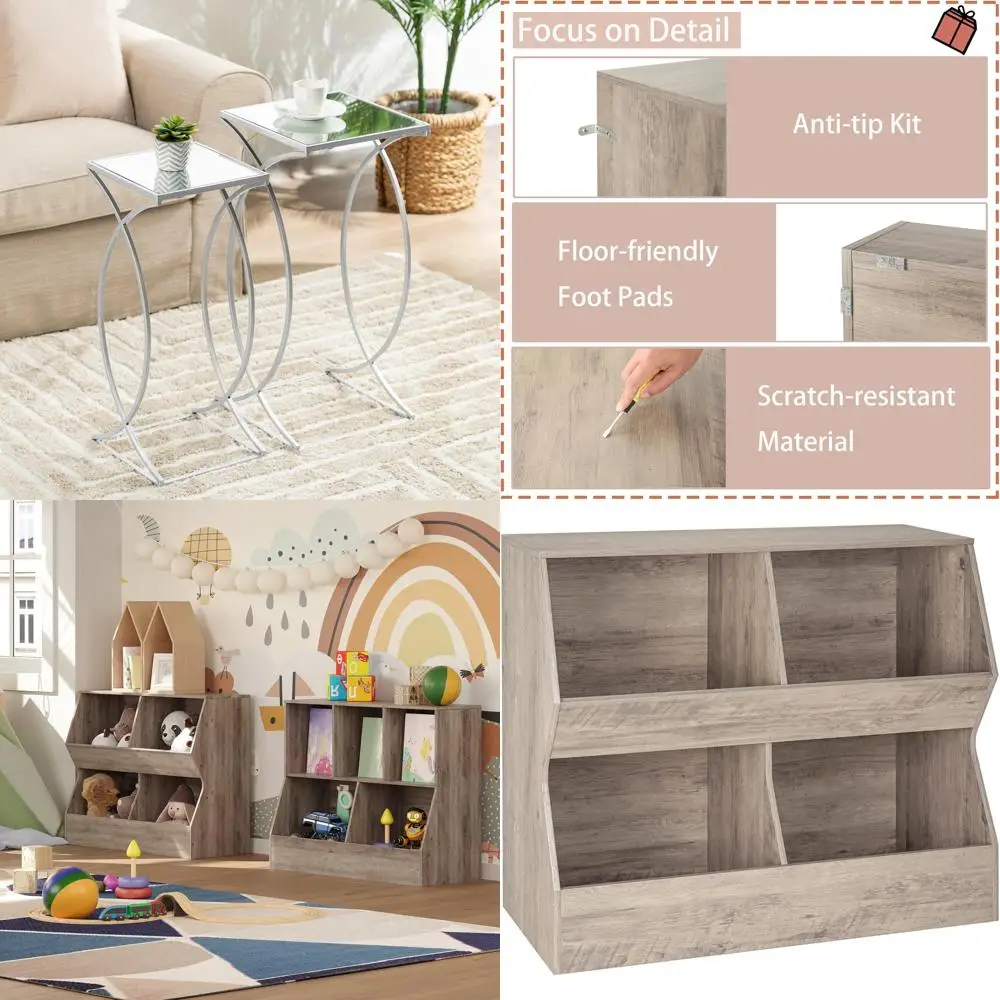 Modern Nesting Side Tables Set of 2 with Metal Frame and Tempered Glass Tops, Contemporary Coffee Tables for Decorative Accents