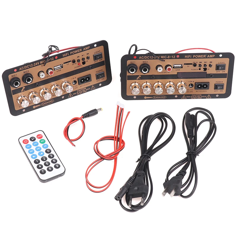 【F】Bluetooth 5.0 Amplifier Board EU/US Plug Optical Audio USB FM Radio TF Player DIY Karaoke Home Car Audio 110V/220V