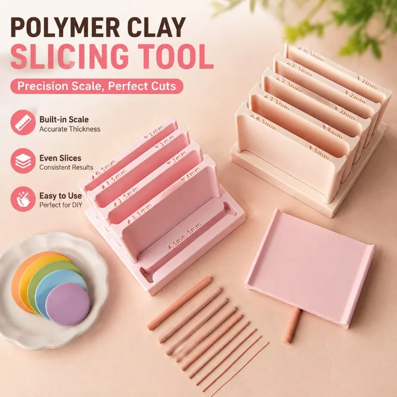Polymer Clay Strip Auxiliary Mold Graduated Clay Roller Set for Rolling Long Strips DIY Handcraft Line Making Tools for Handmade