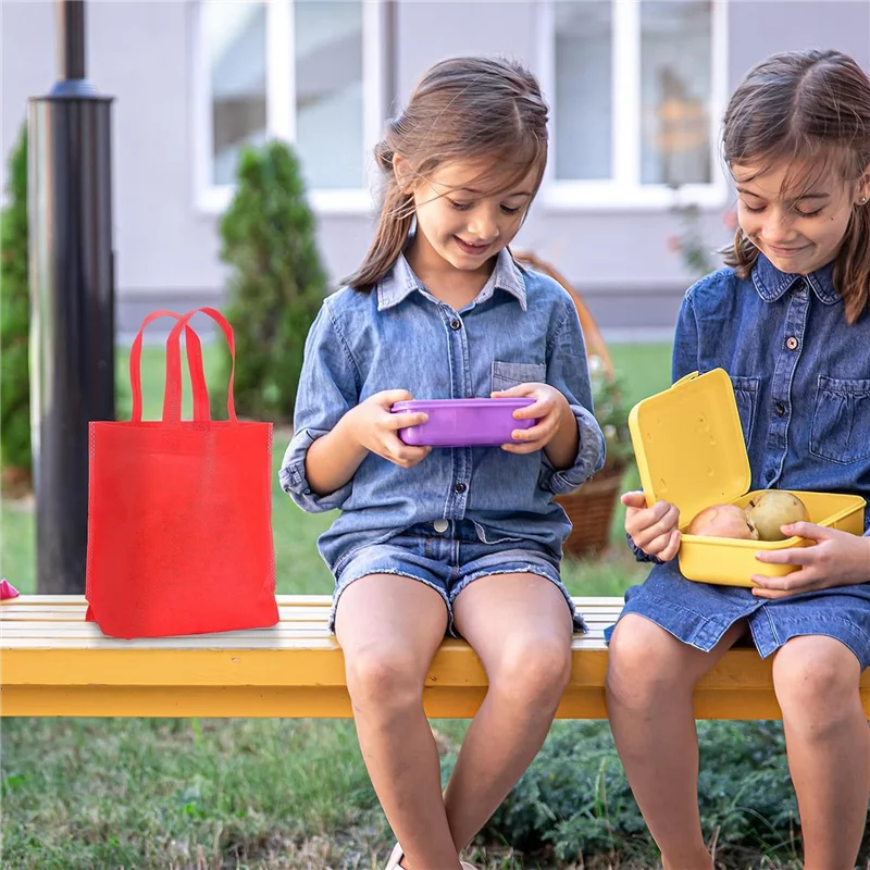 ABQR 50 قطعة أكياس غير منسوجة قابلة لإعادة الاستخدام متعددة الألوان حمل حقائب للهدايا الملونة فارغة حمل الحقائب أكياس البقالة النسيج السائبة #1