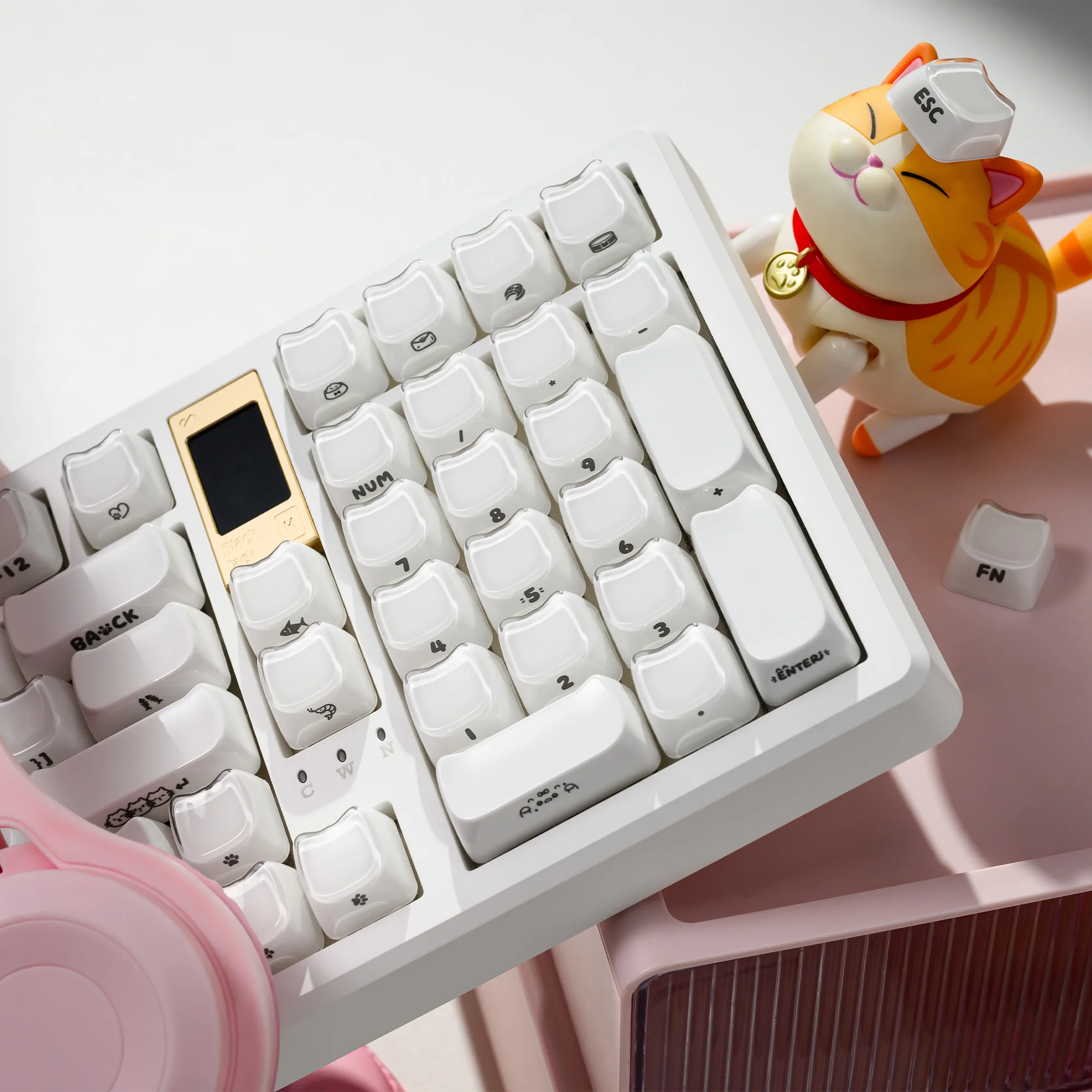 XVX Jelly Side Keycaps Cute Korean Crystal Pink Keycap MAO Profile for Cherry MX 61 68 104 Mechanical Keyboard Kitty Cat 119 Key view 5