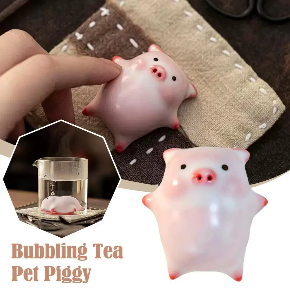 Bubbling Tea Pet Piggy Cartoon Keramik Teetasse Little Pig Spucken Blasen Wassermocke Lustiges Geschenk Heimdekoration Teezubehör