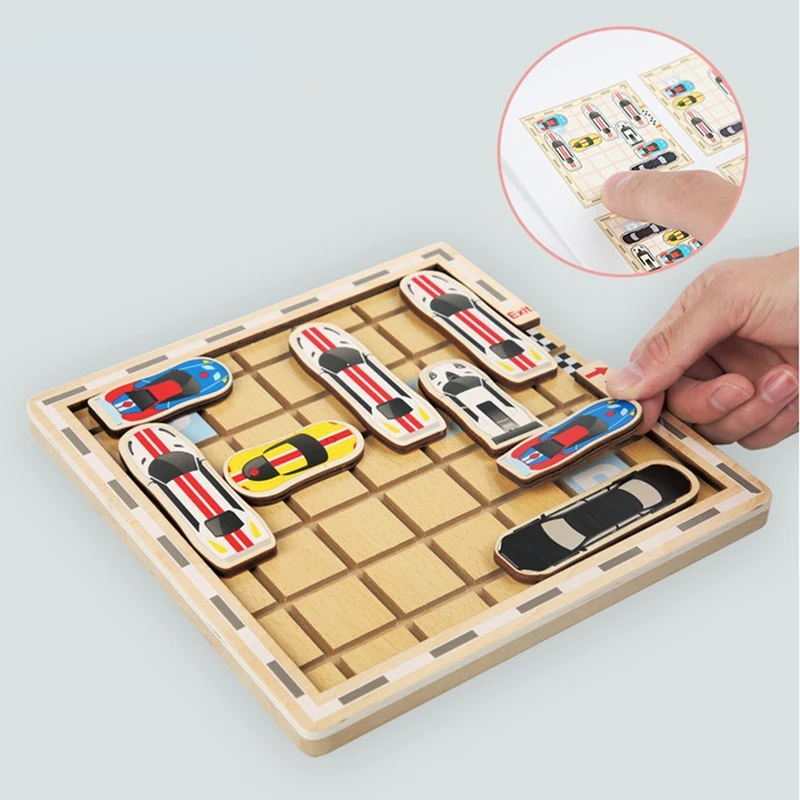 Jogo engraçado Move Car Table Board, Brinquedos de madeira para crianças, Brinquedos educativos, Jogo de Puzzle Interativo, Treinamento cerebral