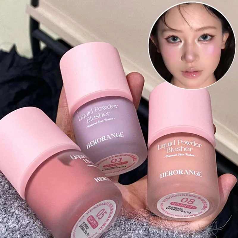 HERORANGE Liquid Blush Cheek Waterproof Lasting Brightening Natural Matte Rouge Contouring Low Saturated Blusher Korean Makeup view 5