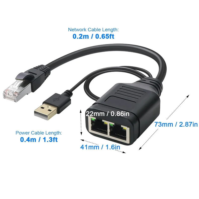 Lan CAT 6 RJ45 Male Female 1 to 2 1 to 3 1 to 4 Splitter 1000M Simultaneous Internet Access With USB Power Supply