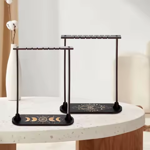 Multifunction Wooden Pendulum Display Frame Decor Crystal Display Shelf for Crystal Mineral Home Decor Office Ornament