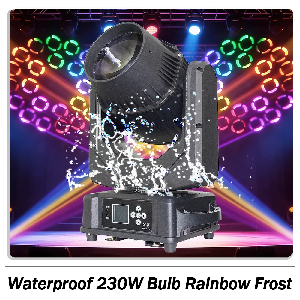 

230W Bulb Moving Head Light Waterproof With rainbow frost effect 16 Gobos 8+16 prisms For Outdoor Event DJ Disco Party club