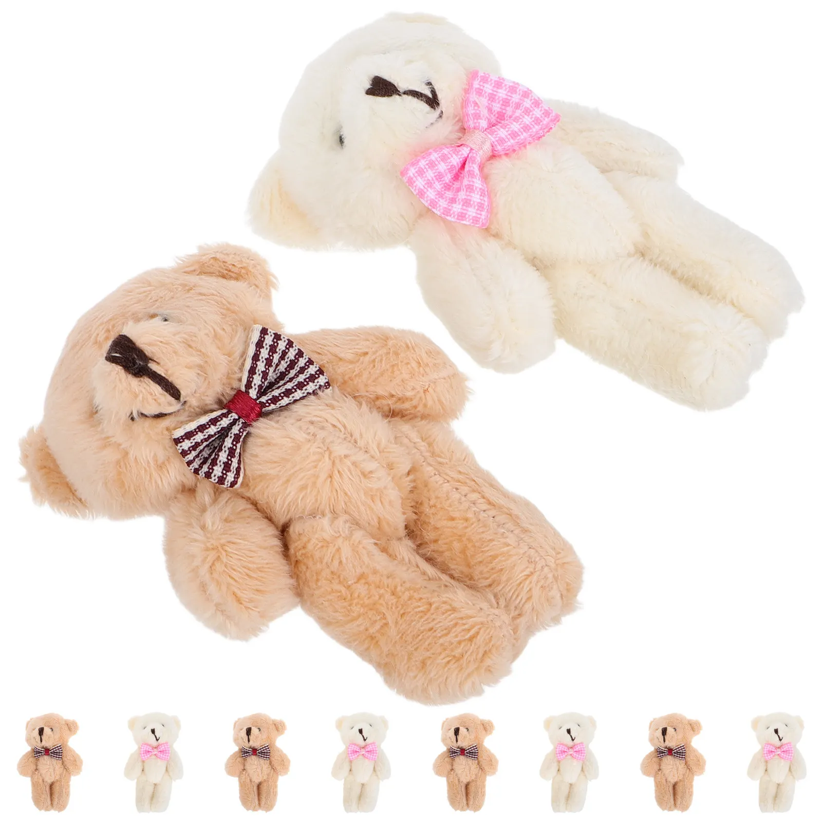 

10Pcs Mini Bear Keychain 8Cm Small Hanging Pendant Lovely Stuffed Animals Decorative Bear Accessory for Home Bag Car