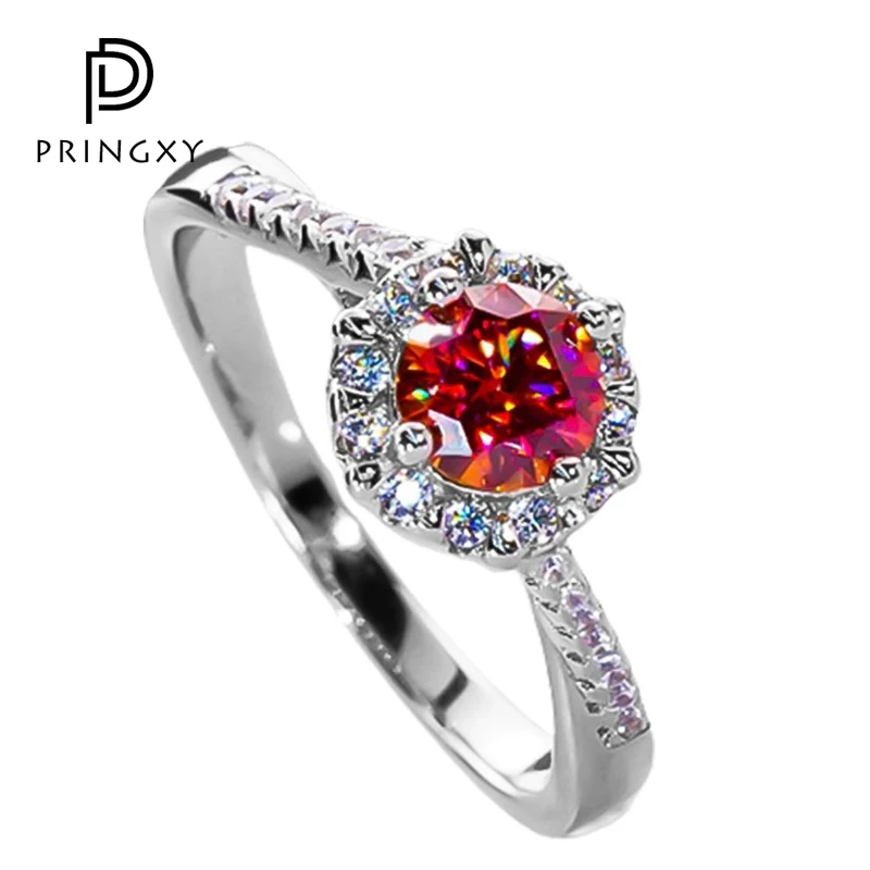 

PRINGXY 1CT Morgan Pink Moissanite Diamond Ring For Women 925 Sterling Silver Platinum Plated Wedding Engagement Fine Jewelry