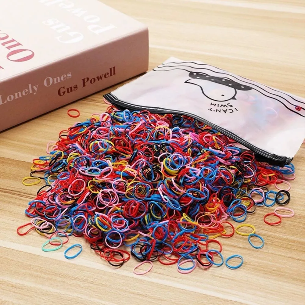 1000Pcs/Pack Small Size​​ Disposable Rubber Bands​​ ​​Non-Slip ​​Vibrant Colors​​ ​​Scrunchie Hair Bands​​ Soft Elastic