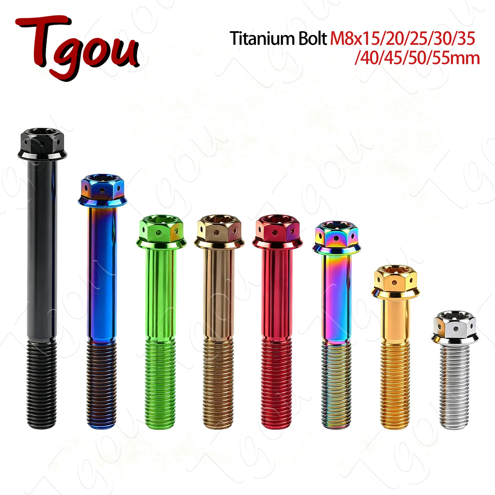 Tgou Titanium Bolt M8x15 20 25 30 35 40 45 50 55mm Flange Inner Outer Hexagon Screws for Motorcycle Disc Brake Refitted