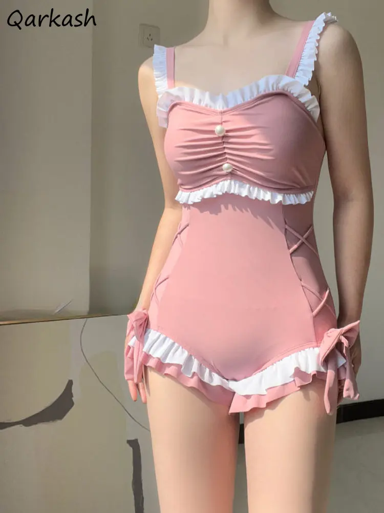 Cover-up Women Lovely Aesthetic Age-reducing Summer Patchwork Casual New Ins Swimwear Korean Style Fashion Empire Slim Hotsweet