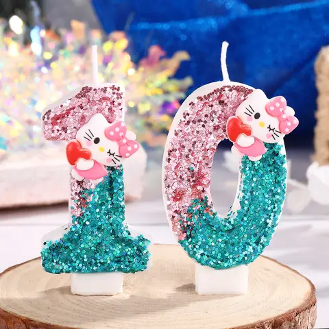 Creative Glitter Birthday Candles Cartoon Internet-Famous Cat Number Candles Party Birthday Cake Decorations