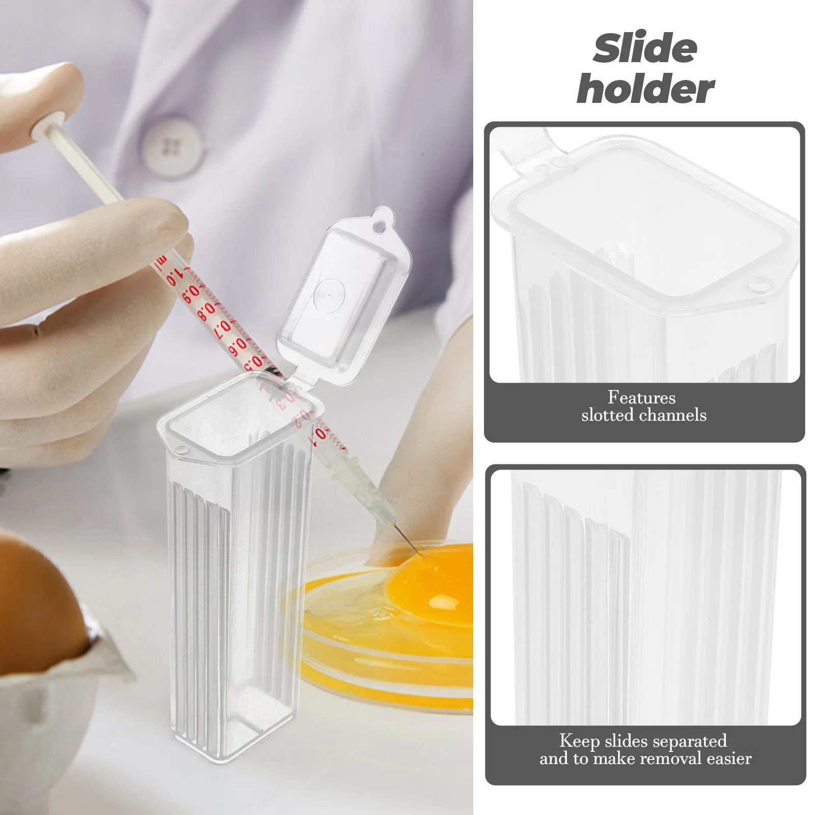 

10 pcs Cases Clear Plastic Microscope Boxes Lab Pathological Specimen Storage Snap Lock Pp Material Easy Clean Individual Slide