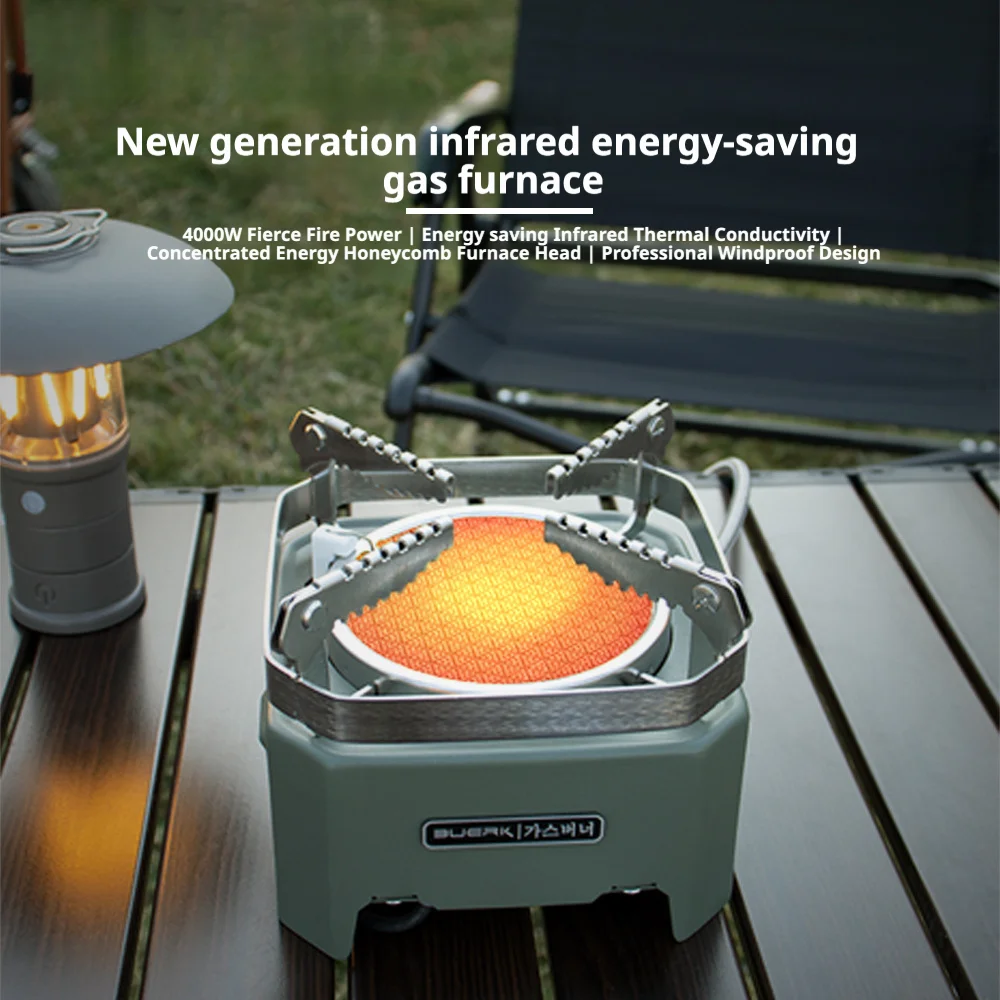 Camping Gas Stove - Detachable Windproof Infrared Portable Burner for Outdoor Cooking, Backpacking, Hiking and  BBQ (BUERK)