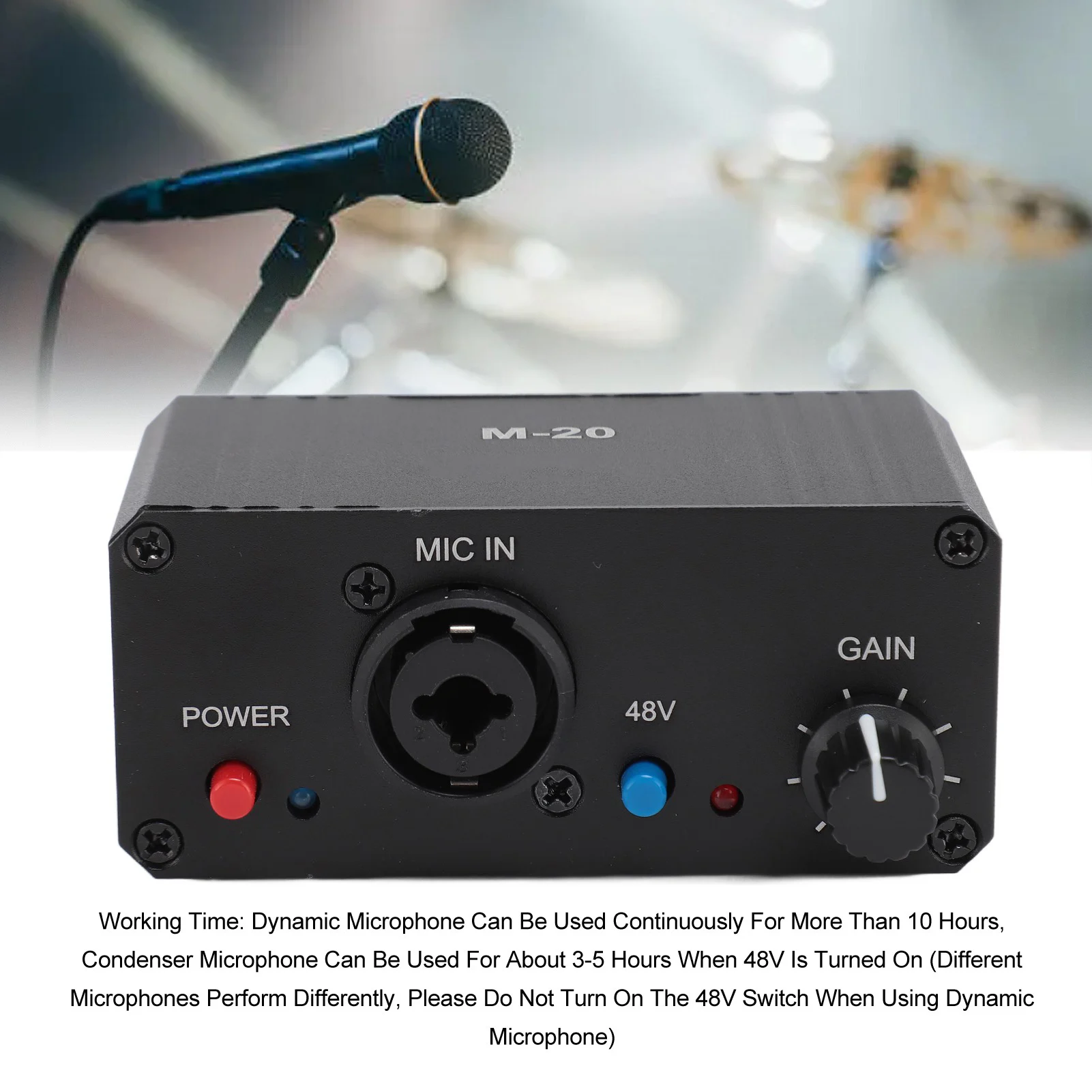 Microphone Preamp Low Noise Microphone Booster Unique Fully Balanced Circuit Compact 48V Phantom Power for Dynamic Microphone