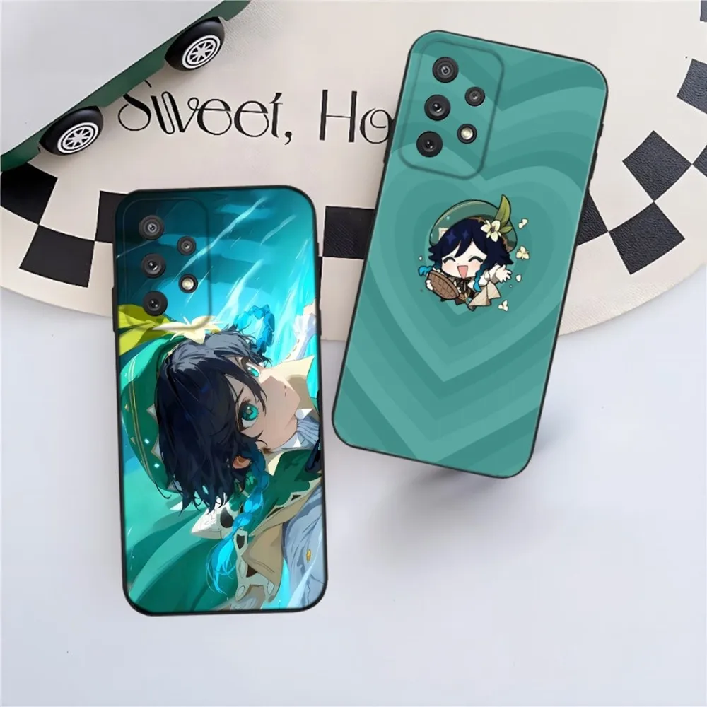 

G-Genshin Impact Venti Barbatos Phone Case For Samsung Galaxy A13,A21s,A22,A31,A32,A52,A53,A71,A80,A91 Soft Black Phone Cover