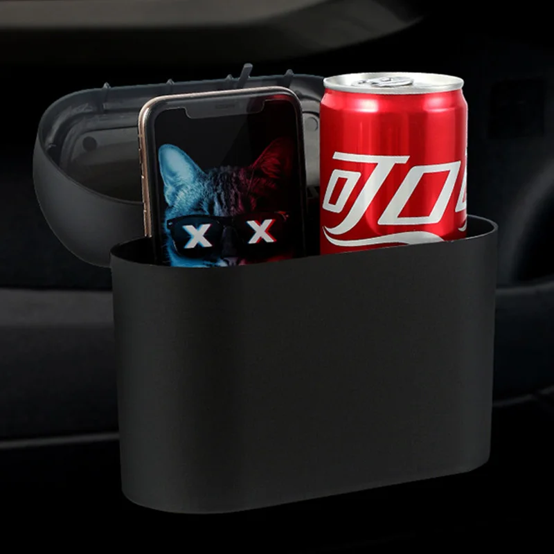 Car Trash Can Universal Car Door Hanging Trash Bin Small Clamshell Dustbin Vehicle Garbage Dust Case Taxi Trash Can Car Storage