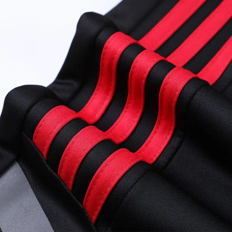 Spring Summer Men Striped Sweatpants Elastic Waist Joggers Outdoor Quick Dry Football Training Zipper Leg Opening Sport Trousers