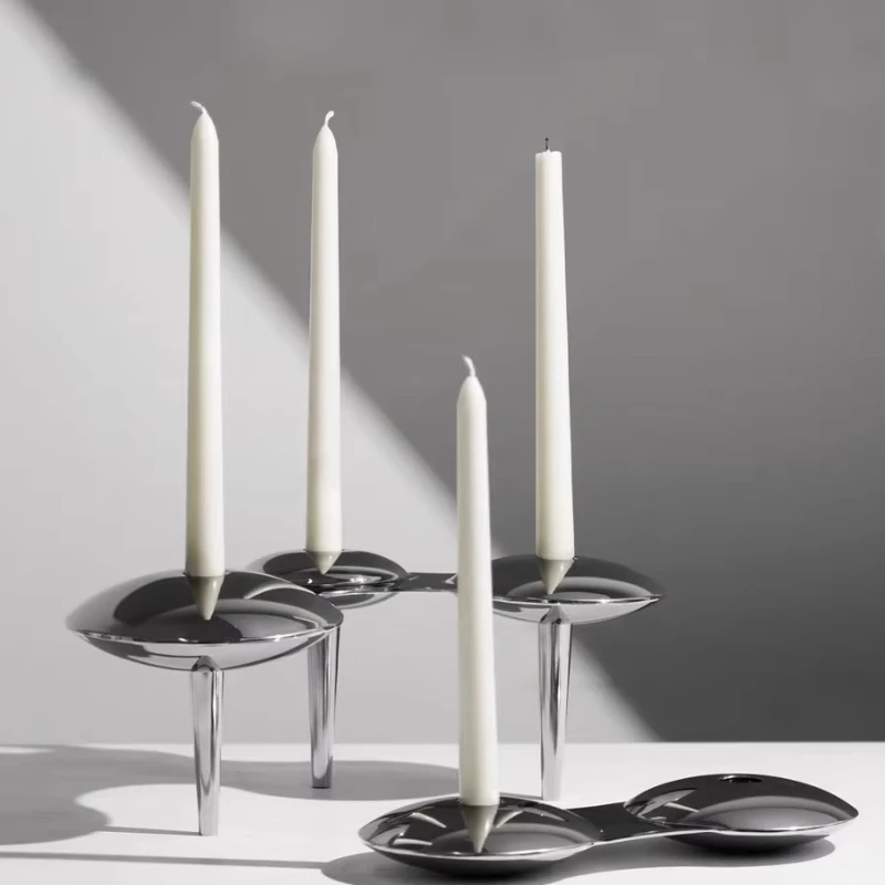 

Modern luxury silver metal cloud candlestick decoration creative home decoration abstract hotel decoration original design