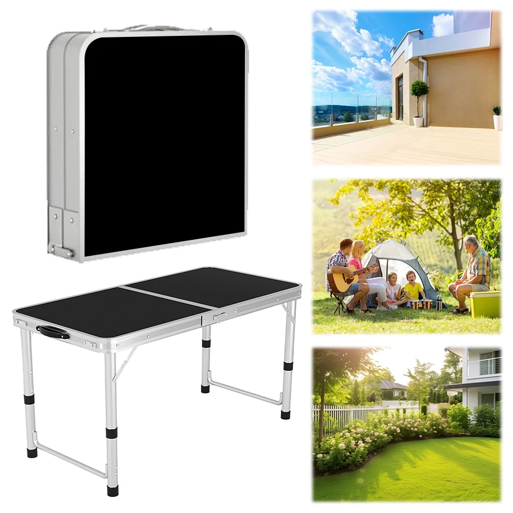 

Portable Picnic Table with Carry Handle Lightweight Folding Table Small Foldable Table for Indoor Outdoor Patio Backyard Parties