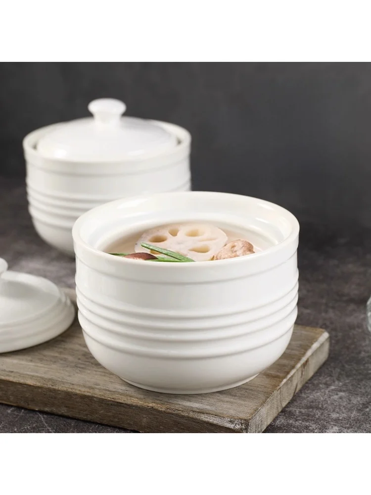 

Simple Sle Cerc Soup Pot with Lid for Cooking Soup And Bird's Nest in Sted Water Home Use One-Person Porrie Pot