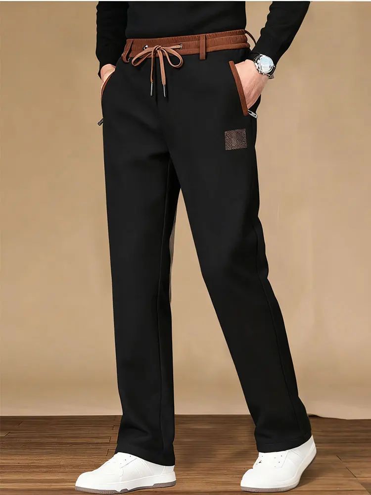 Fleece Thicken Winter Chinos Trousers Men Corduroy Work Straight Casual Wide Pants Sport Jogging Sweatpants Classic Golf Pants