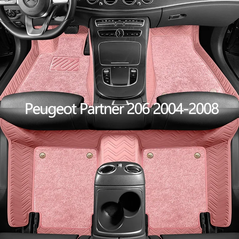 

Custom Leather Car Floor Mats For Peugeot Partner 206 2004 2005 2006 2007 2008 Car Carpet Mats Interior Accessories