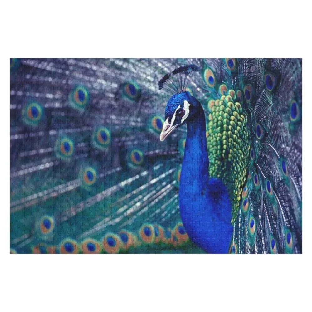 

Blue Peacock Jigsaw Puzzle Personalized Wooden Name Adult Wooden Customs With Photo Personalized Child Gift Puzzle