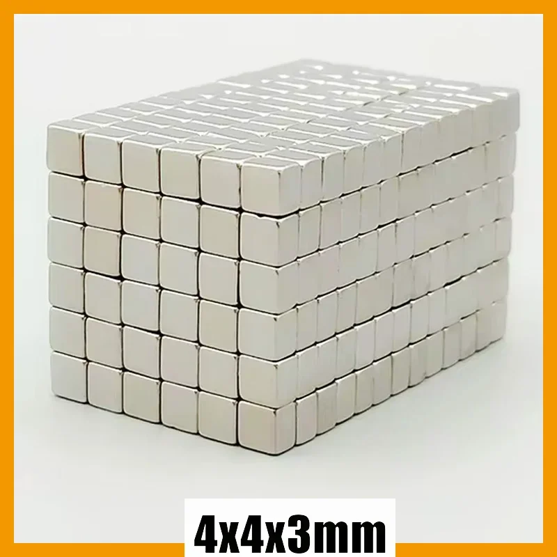 4x4x3 20/50/100/200/500/1000pcs N35 Block Super Powerful Strong Neodymium Small Square Magnet 4*4*3mm Permanent Magnetic Imanes